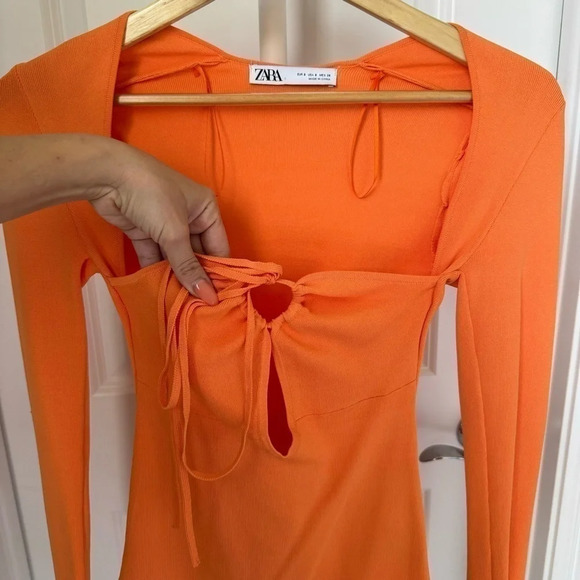 Zara Orange Cut Out Knit Bodysuit - Picture 9 of 10